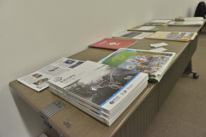 Copies of the Japanese IUCN UNESCO Sacred NAtural Sites Guidelines on display at the side event where group work took place. Source: APC